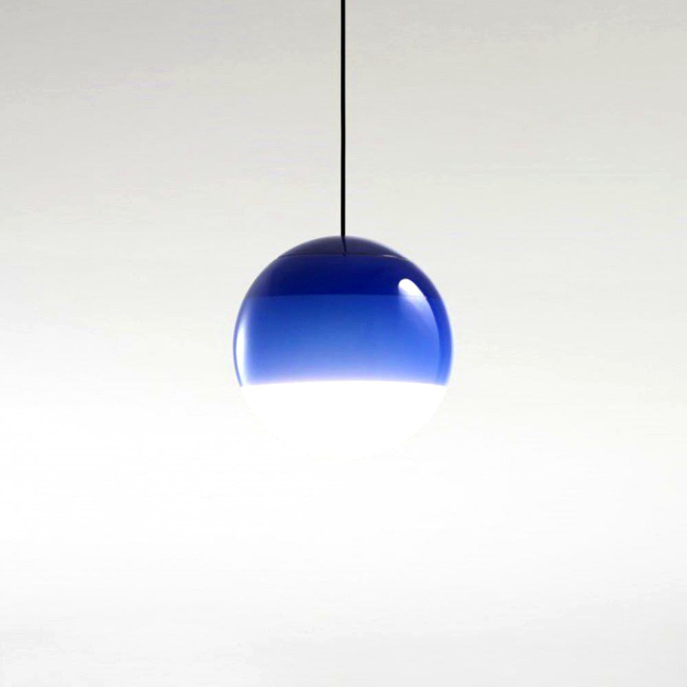 Suspension Luminaire Bulle en Verre et Métal Coloré