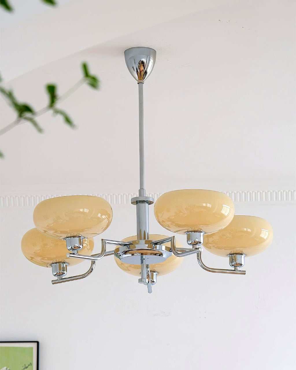 Lustra Suspension en Verre Globe Cadre en Laiton