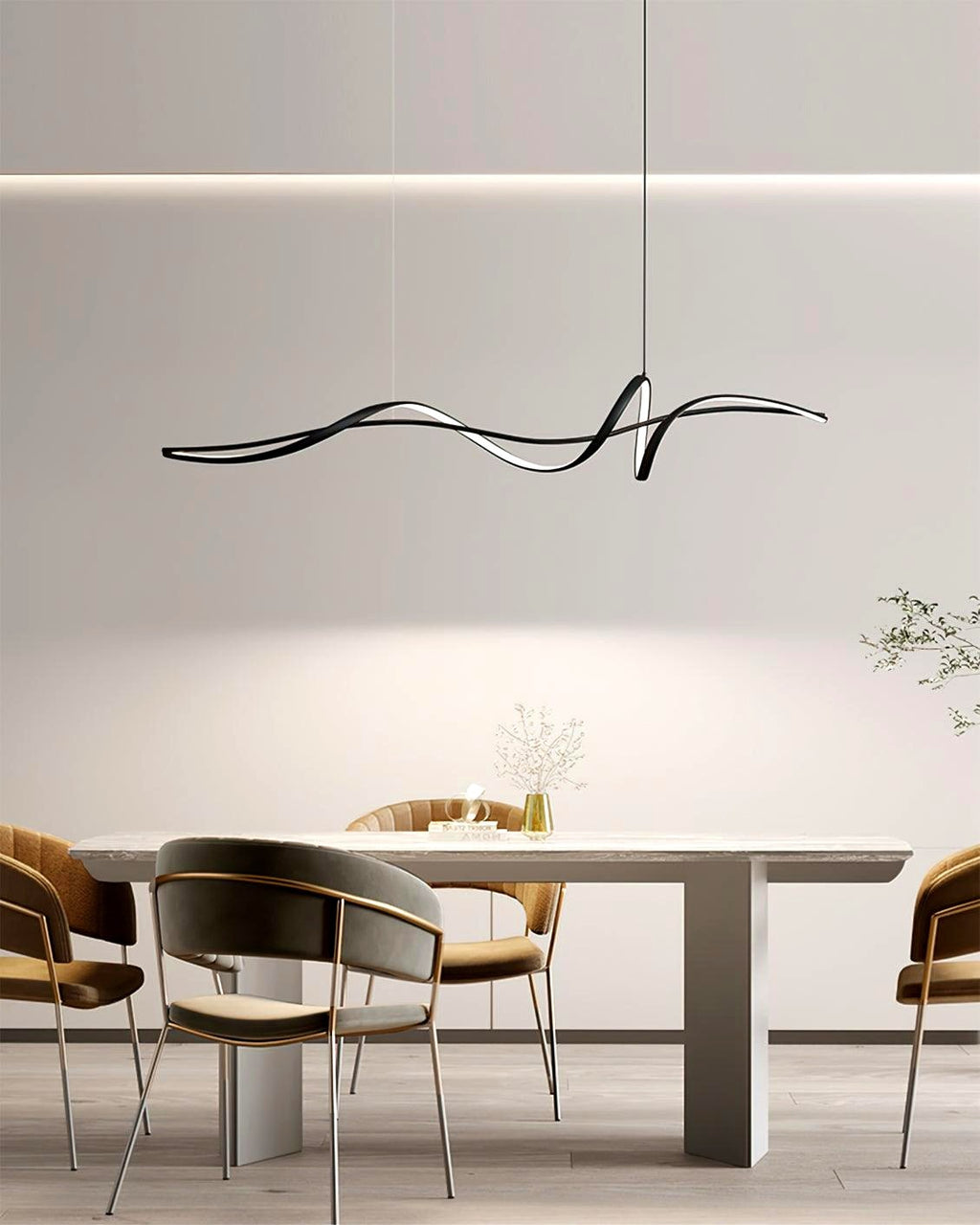 Aveline Suspension moderne LED Wave noire