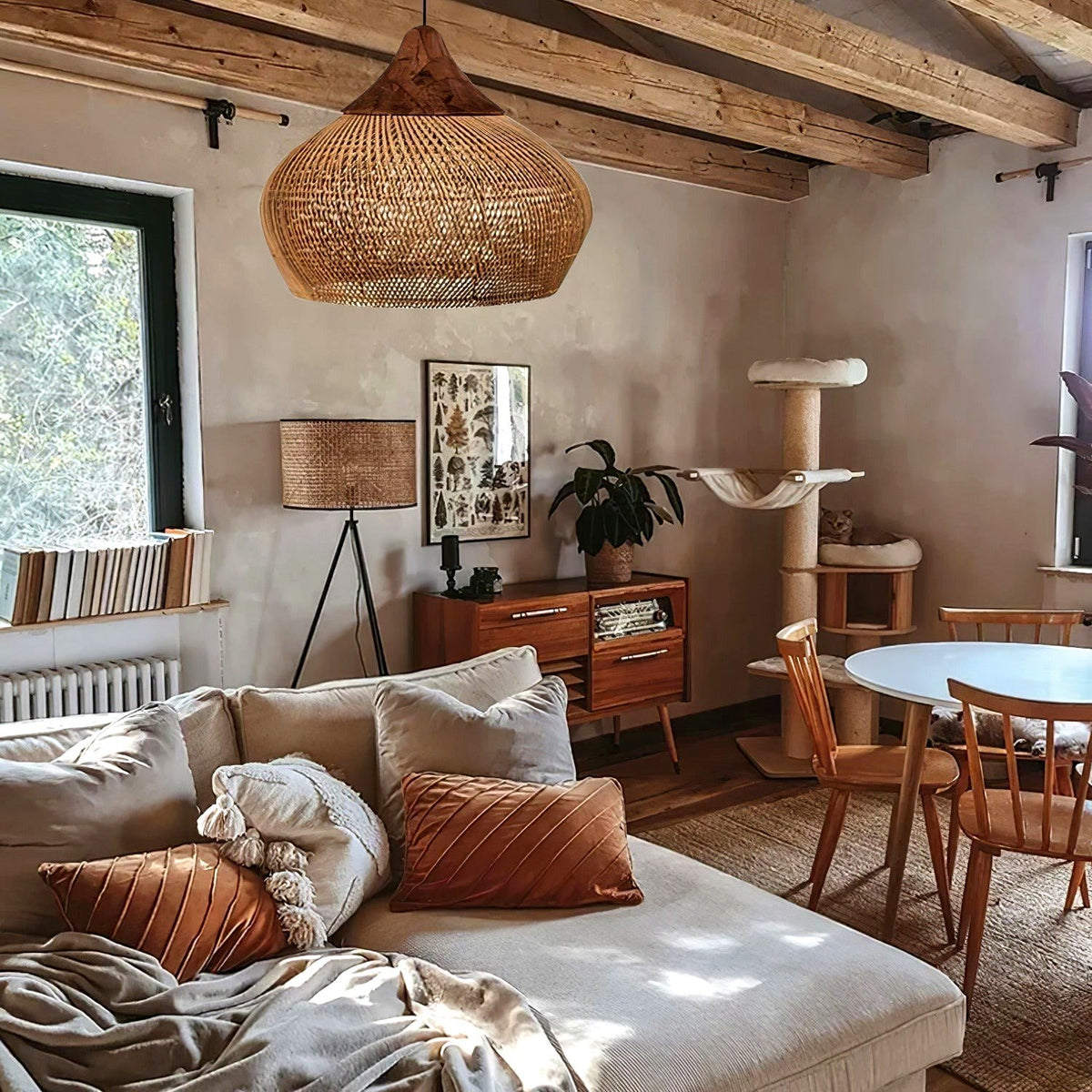 Evelyn Suspension en Rotin Tressé pour Salon