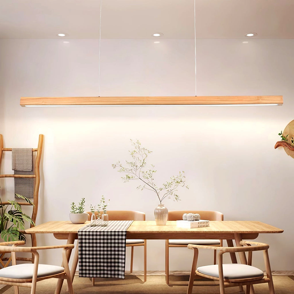 Elowen Suspension linéaire minimaliste en bois