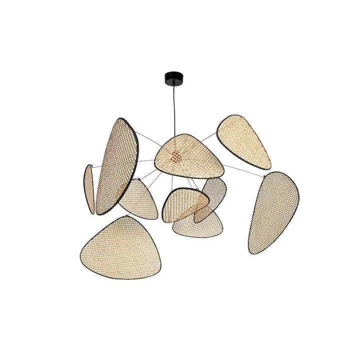 Lustra Lustre Écran Cannage Suspension Rétro