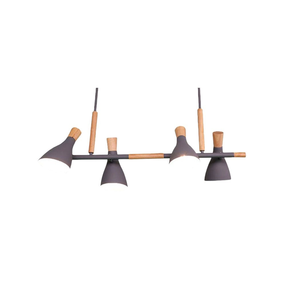 Suspension 4 Lampes en Bois et Métal Style Nordique
