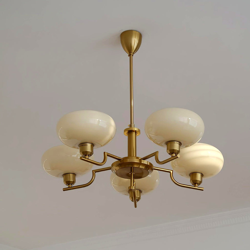 Lustra Suspension en Verre Globe Cadre en Laiton