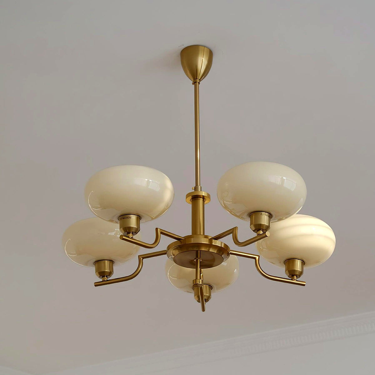 Lustra Suspension en Verre Globe Cadre en Laiton
