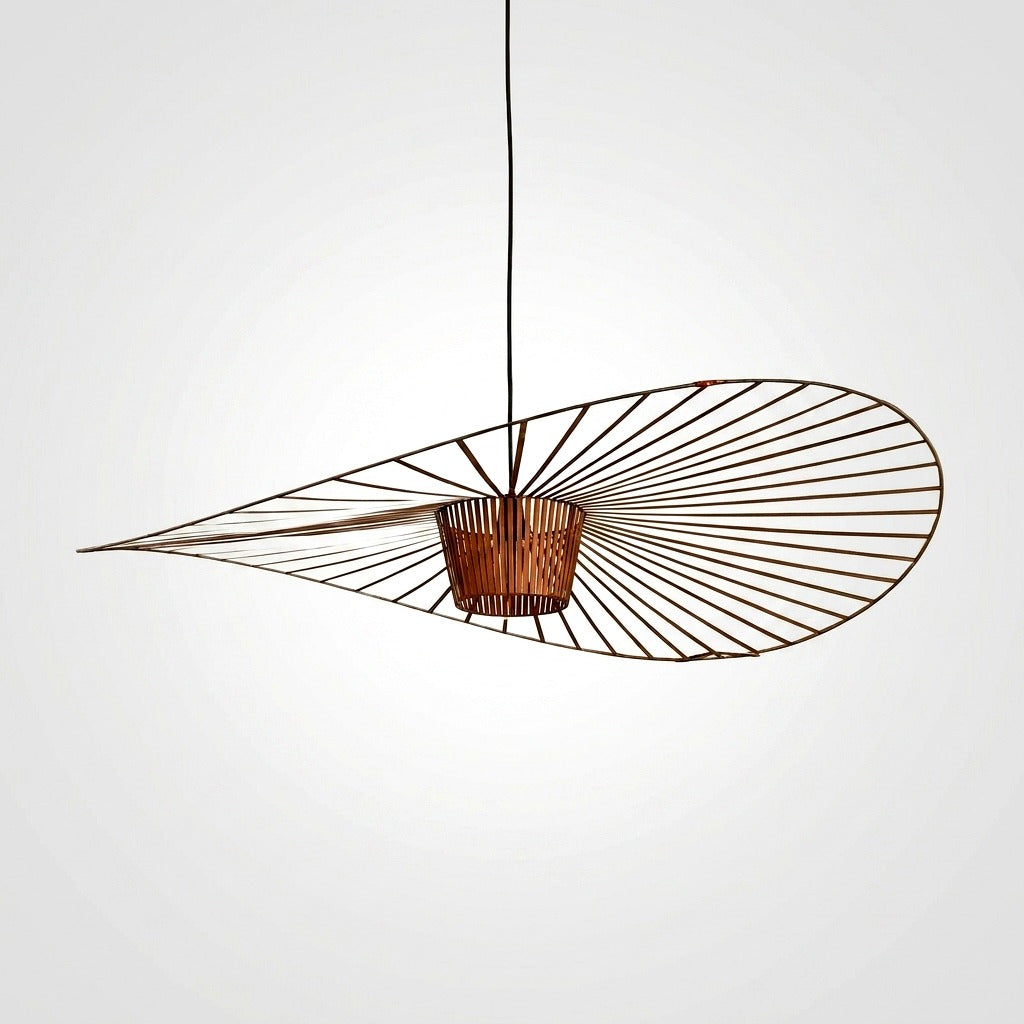 Suspension Vague Moderne. Tissu. Noir/Marron/Doré/Blanc. Salon -