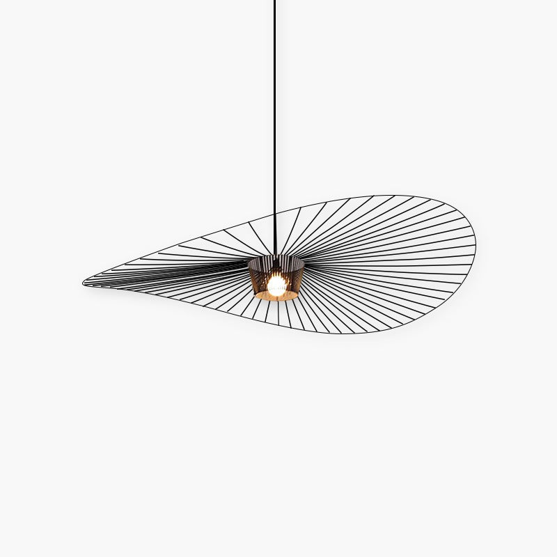 Suspension Vague Moderne. Tissu. Noir/Marron/Doré/Blanc. Salon -