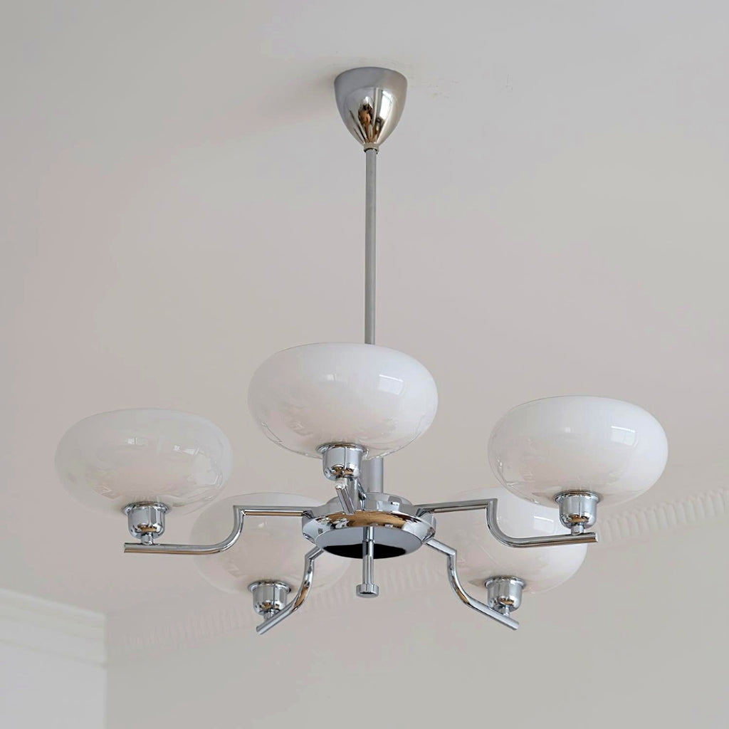 Lustra Suspension en Verre Globe Cadre en Laiton