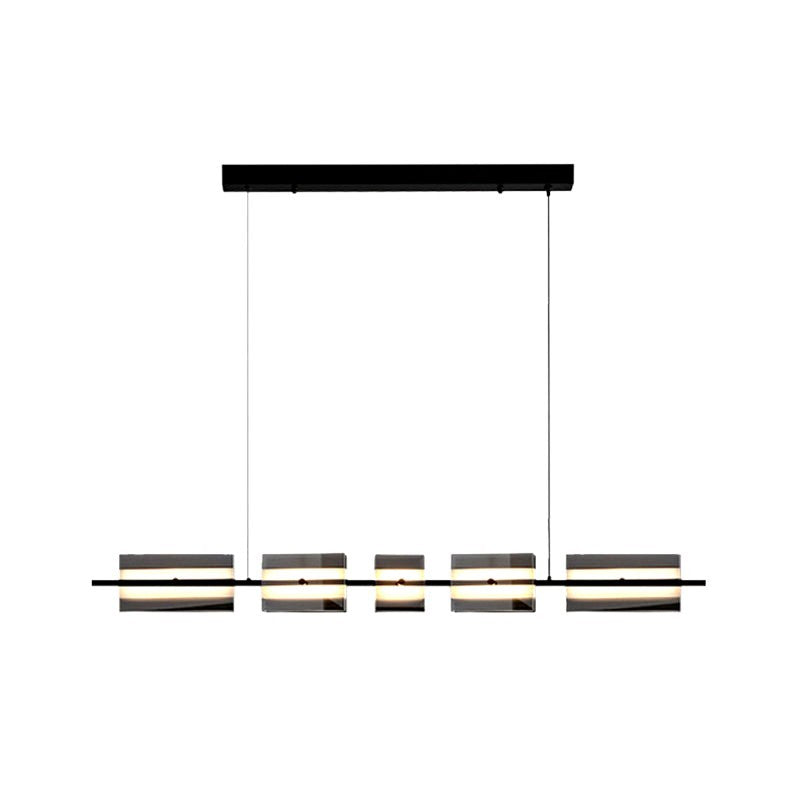 Arisha épuré et élégant Suspension Rectangulaire Moderne Noir Métal Salle à manger