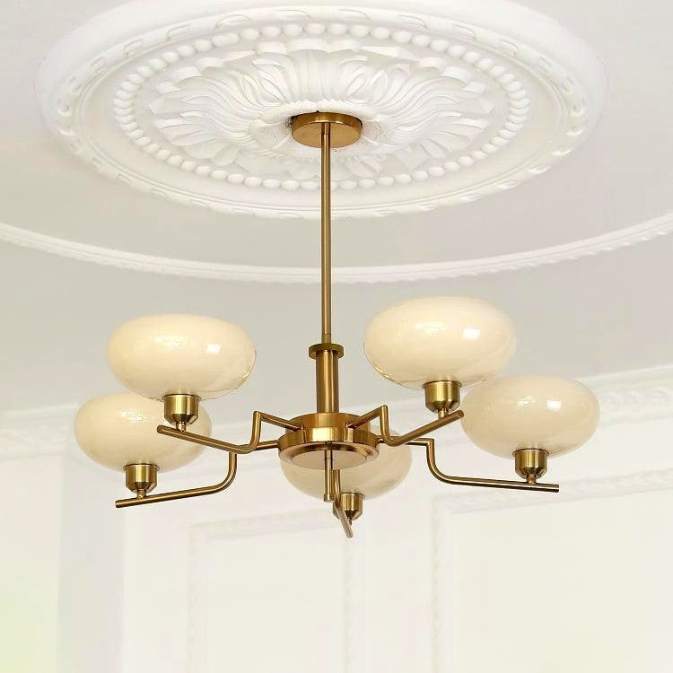 Lustra Suspension en Verre Globe Cadre en Laiton