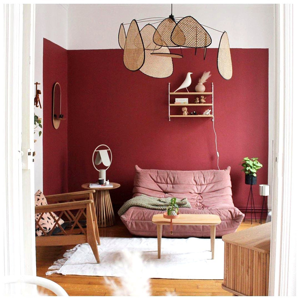 Lustra Lustre Écran Cannage Suspension Rétro