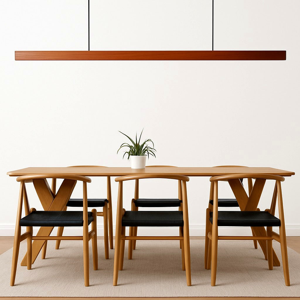 Suspension LED Bois Allongée Design Moderne Linéaire - mise en situation
