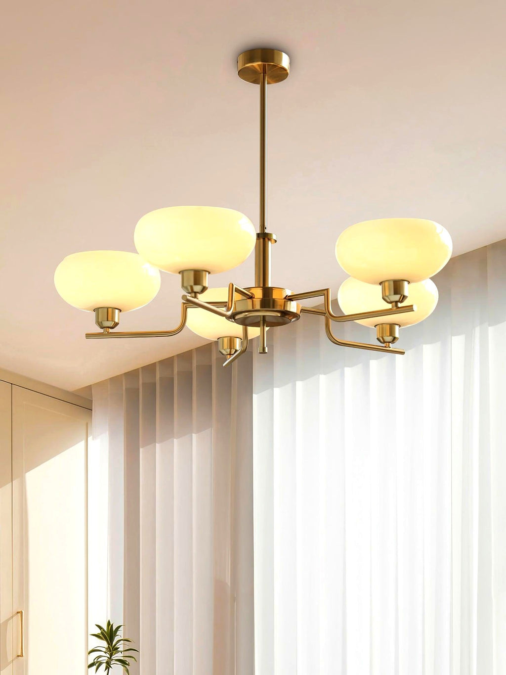 Lustra Suspension en Verre Globe Cadre en Laiton