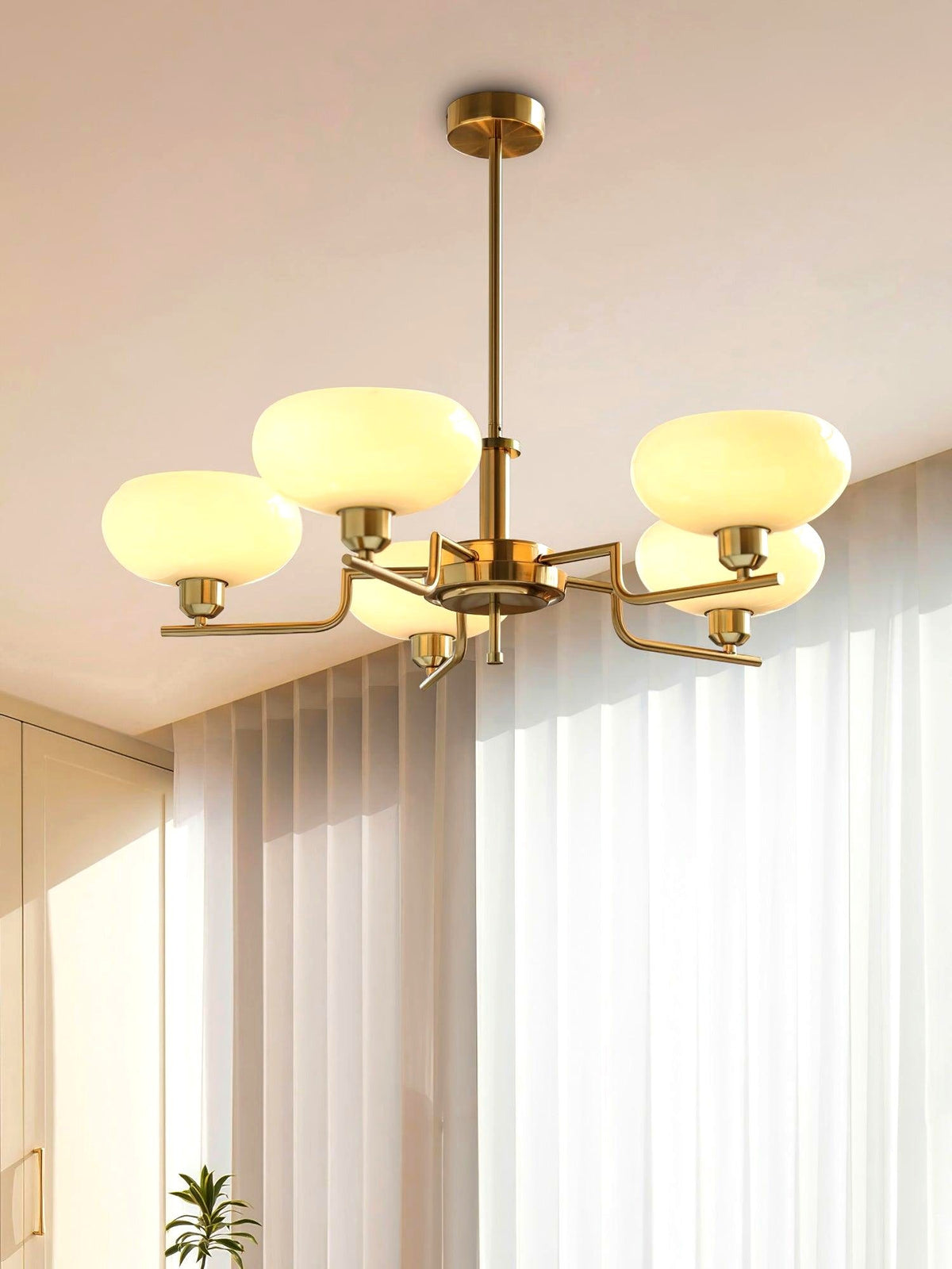 Lustra Suspension en Verre Globe Cadre en Laiton
