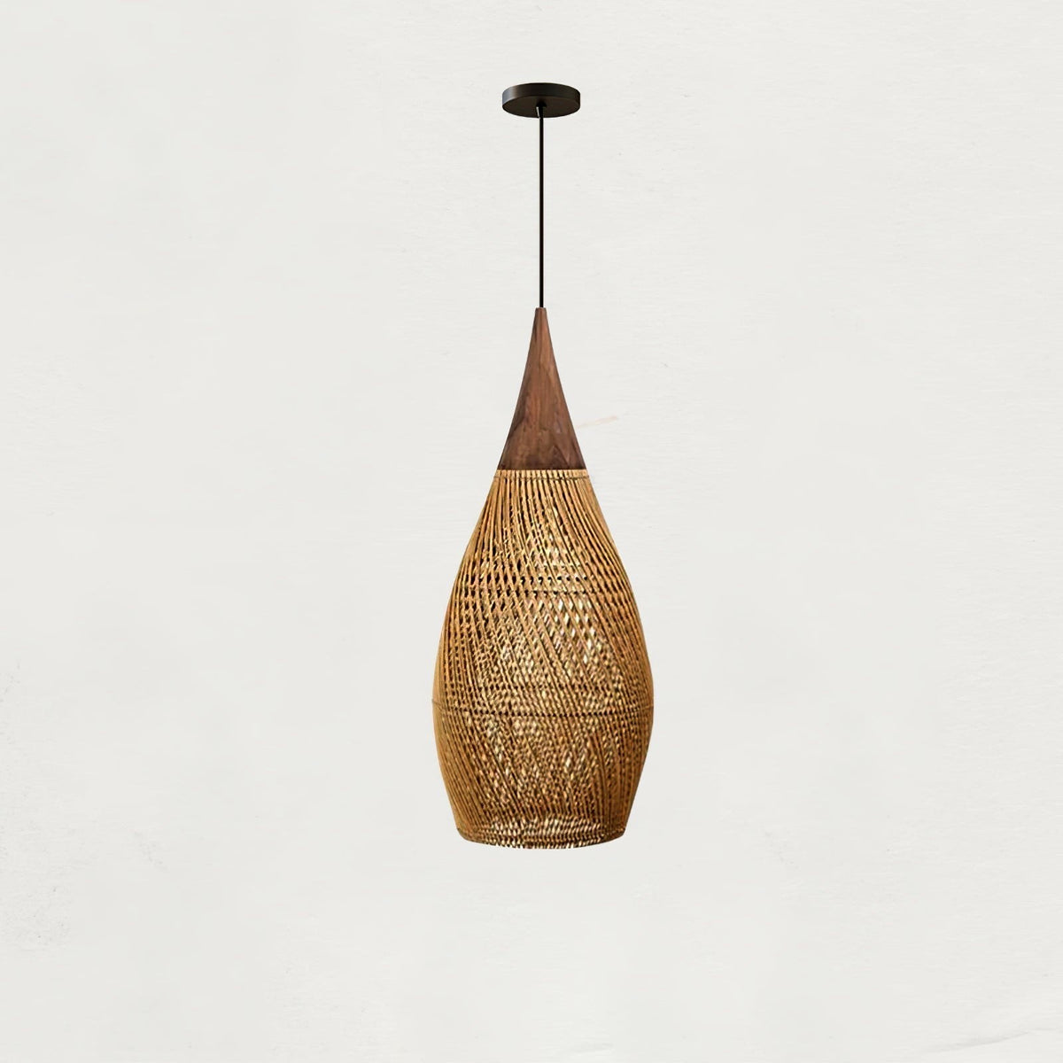 Suspension en Rotin Tressé et Bois
