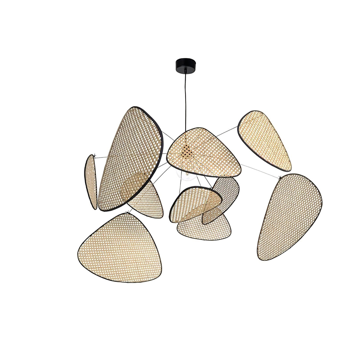 Lustra Lustre Écran Cannage Suspension Rétro