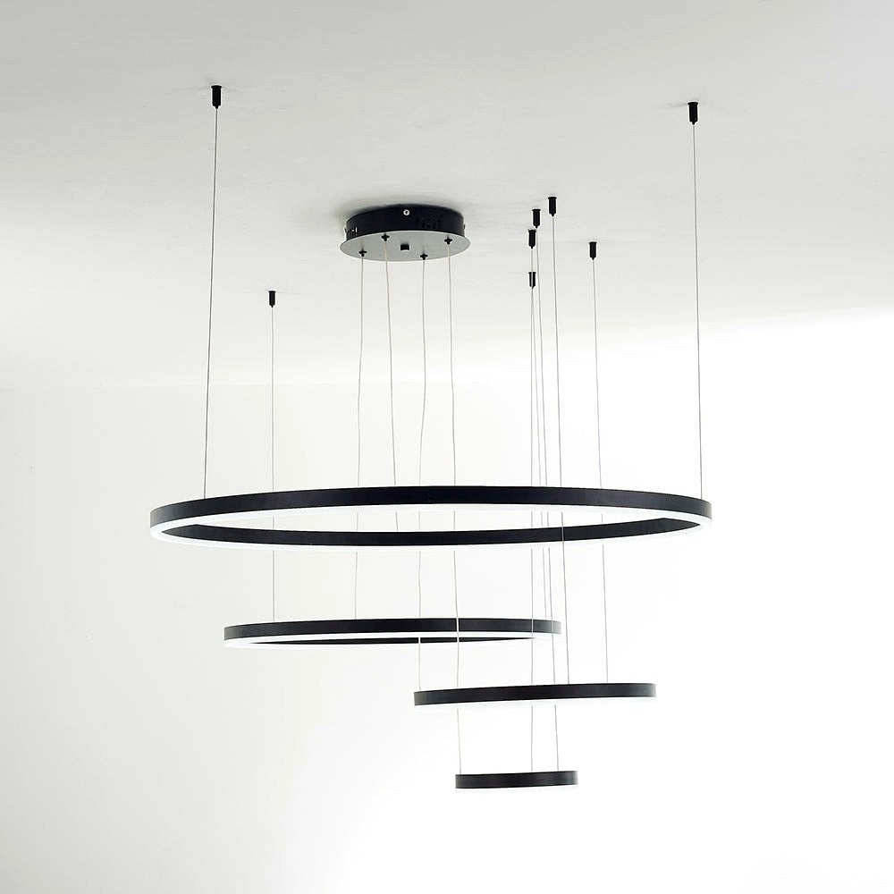 Suspension Anneau Moderne Métal Noir/Doré/Café Salon -