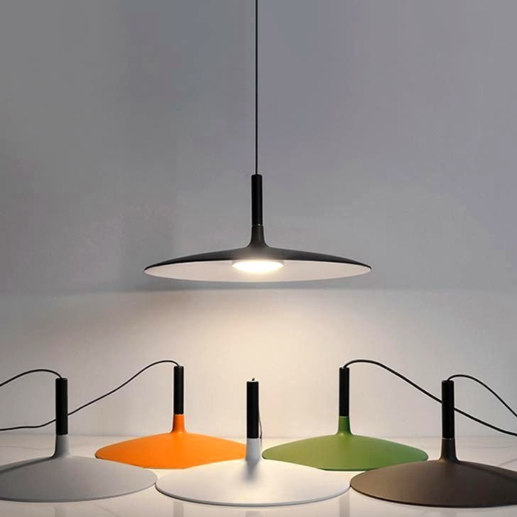Lustra Suspension Lampe Disque Plat en Aluminium
