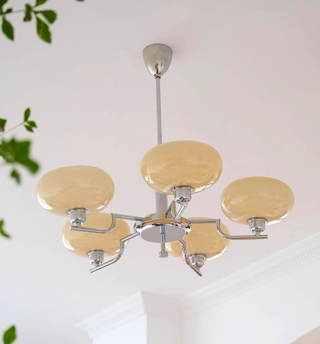 Lustra Suspension en Verre Globe Cadre en Laiton