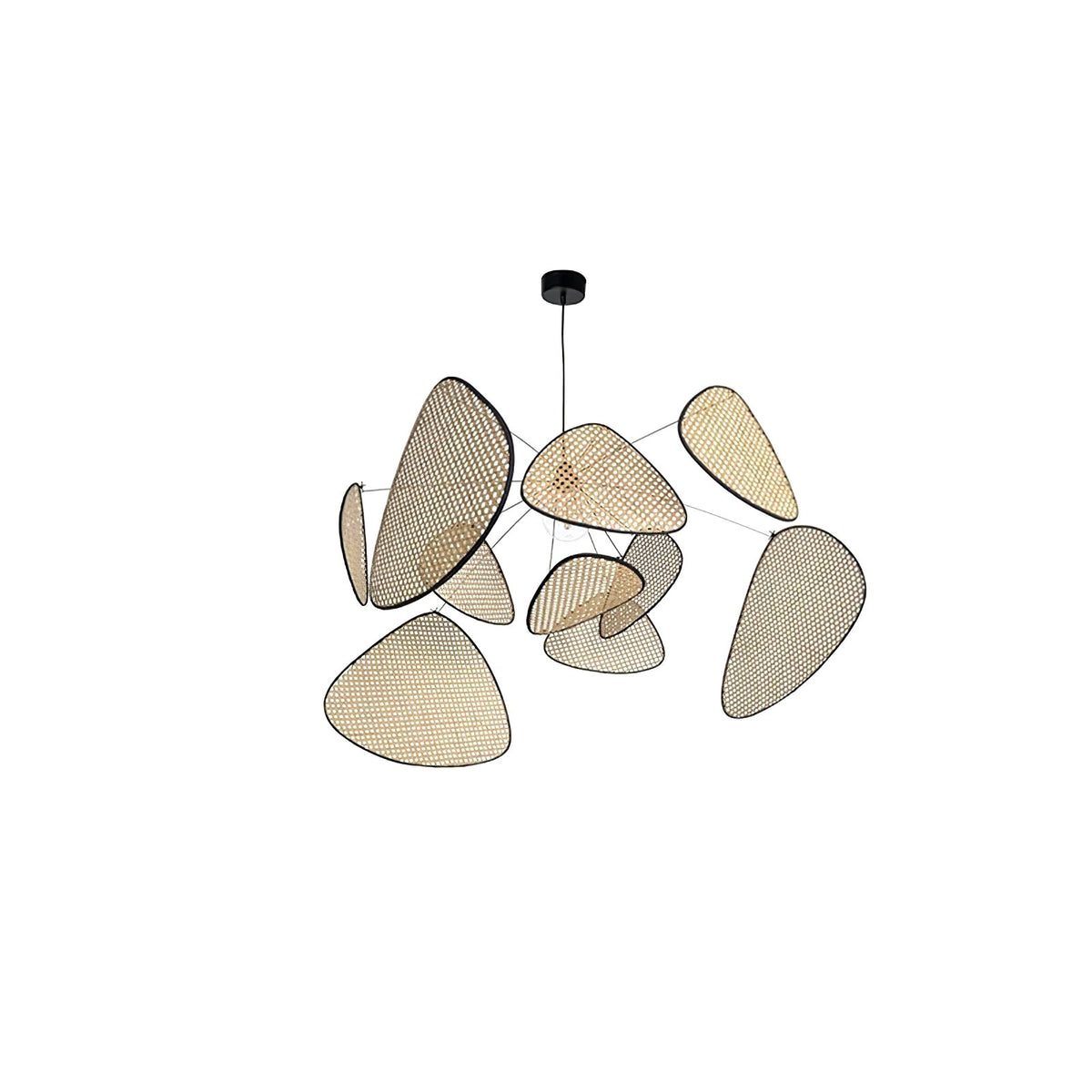 Lustra Lustre Écran Cannage Suspension Rétro