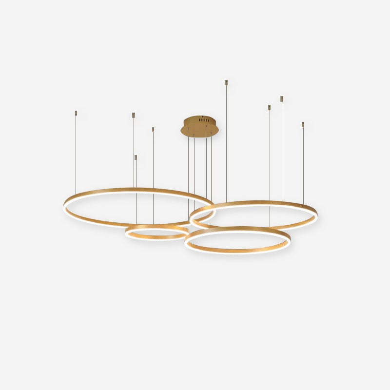 Suspension Anneau Moderne Métal Noir/Doré/Café Salon -