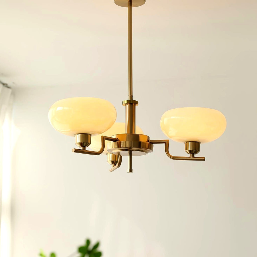 Lustra Suspension en Verre Globe Cadre en Laiton