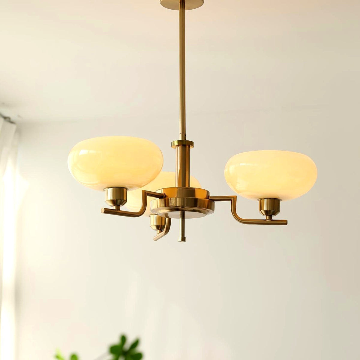 Lustra Suspension en Verre Globe Cadre en Laiton
