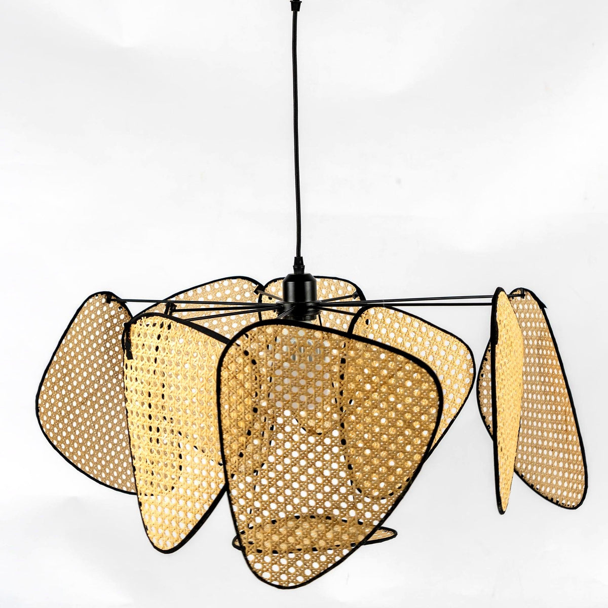 Lustra Lustre Écran Cannage Suspension Rétro