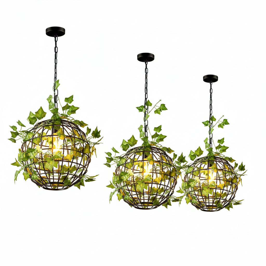 Umari Globe Art Deco LED Suspension Vert Métal Salle à Manger