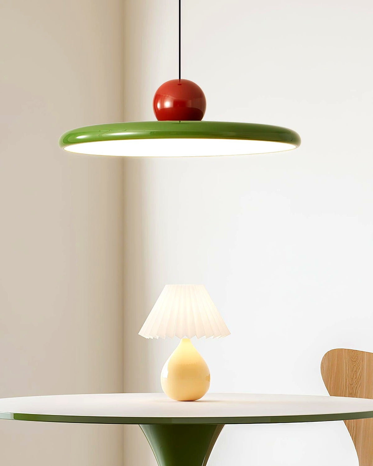Lustra Suspension Swag Verte et Rouge