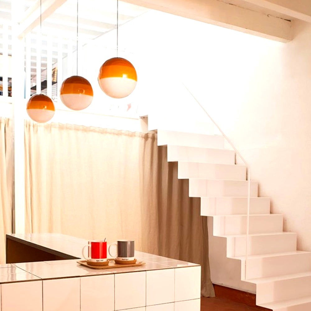 Edith Suspension Bulle Moderne Verre. Noir/Gris/Bleu/Rose. Salon