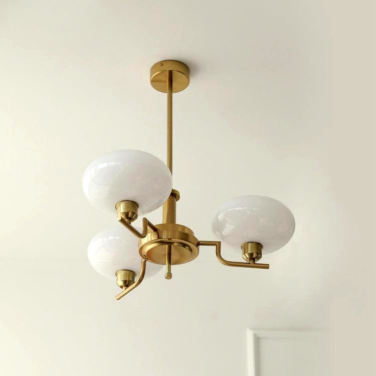 Lustra Suspension en Verre Globe Cadre en Laiton