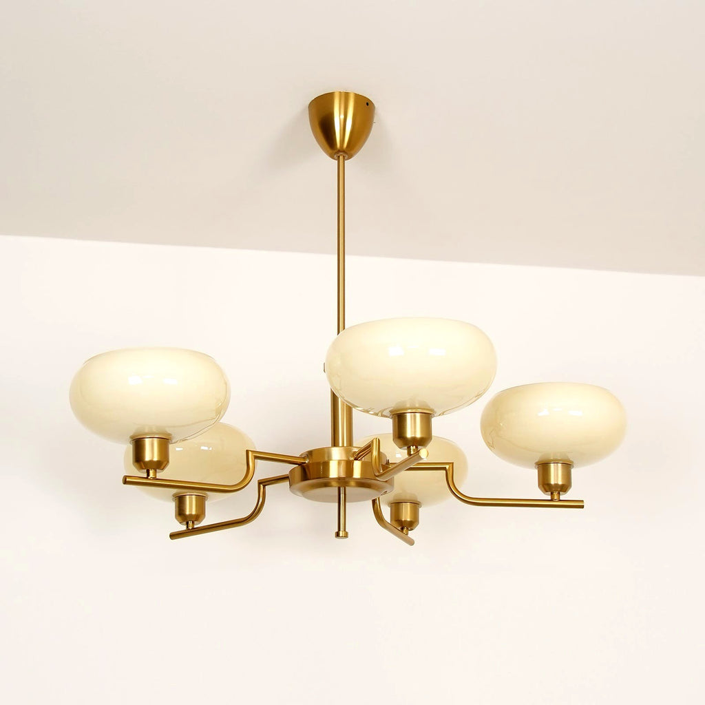 Lustra Suspension en Verre Globe Cadre en Laiton