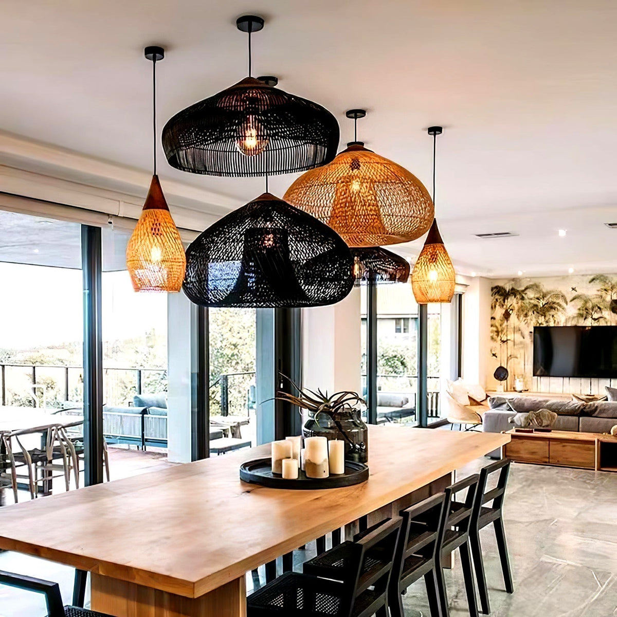Evelyn Suspension en Rotin Tressé pour Salon