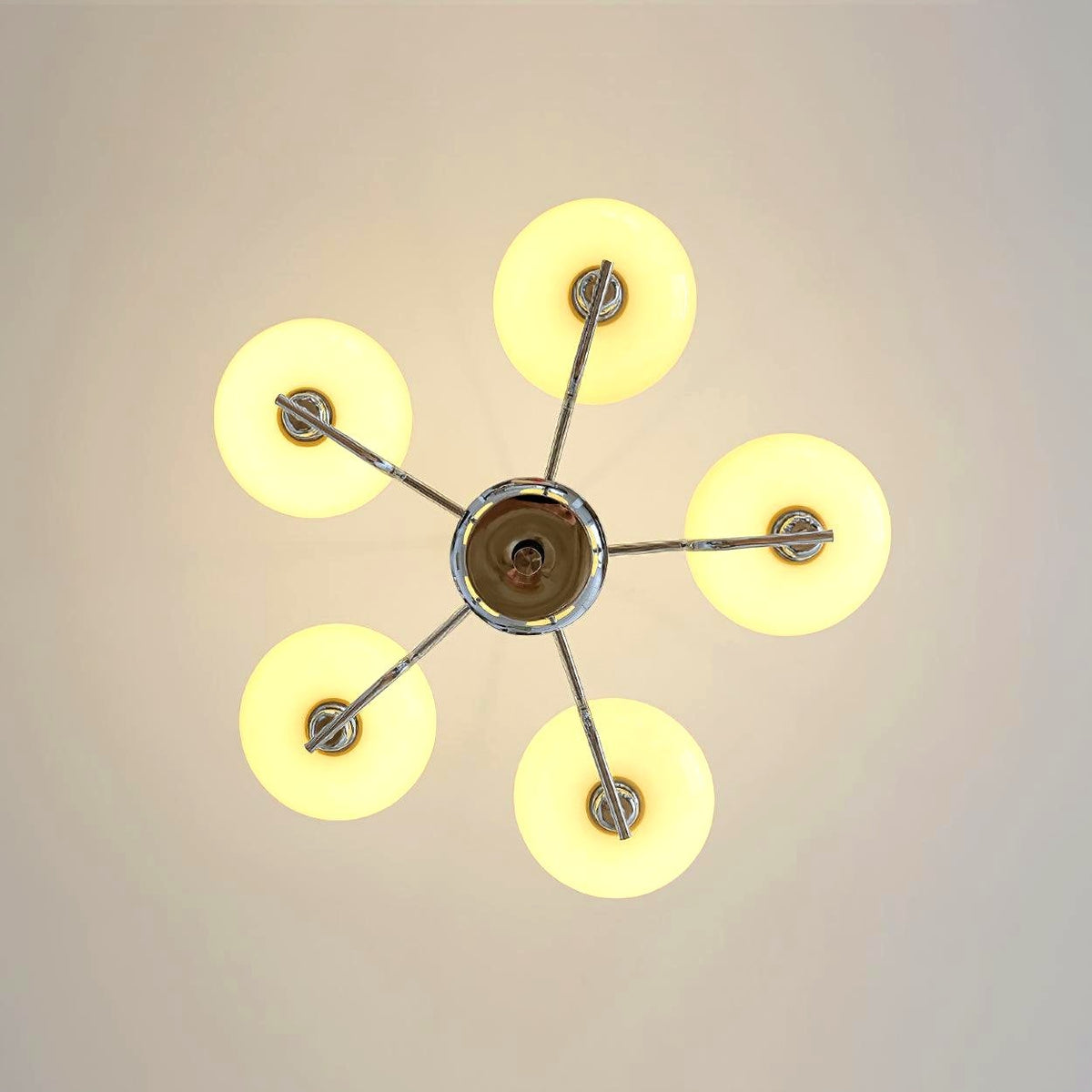 Lustra Suspension en Verre Globe Cadre en Laiton
