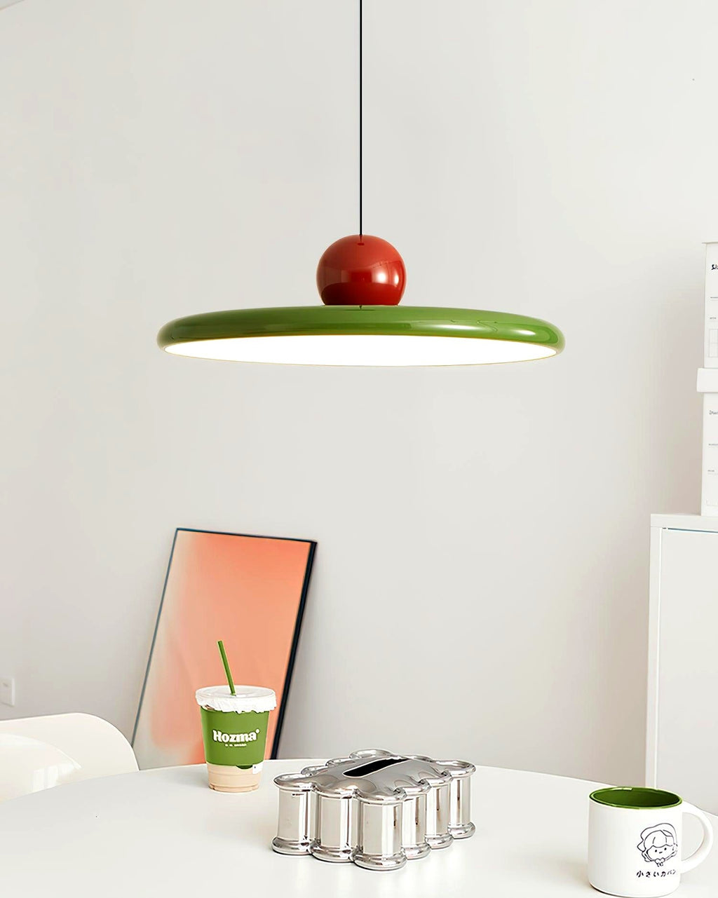 Lustra Suspension Swag Verte et Rouge