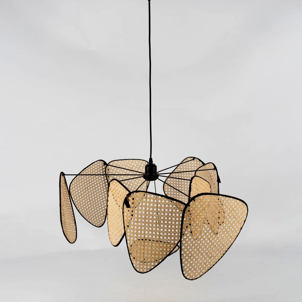 Lustra Lustre Écran Cannage Suspension Rétro