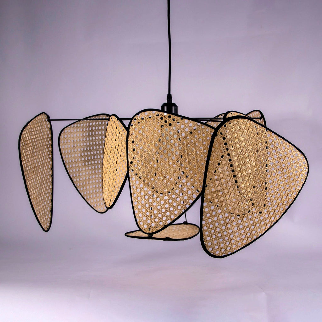 Lustra Lustre Écran Cannage Suspension Rétro