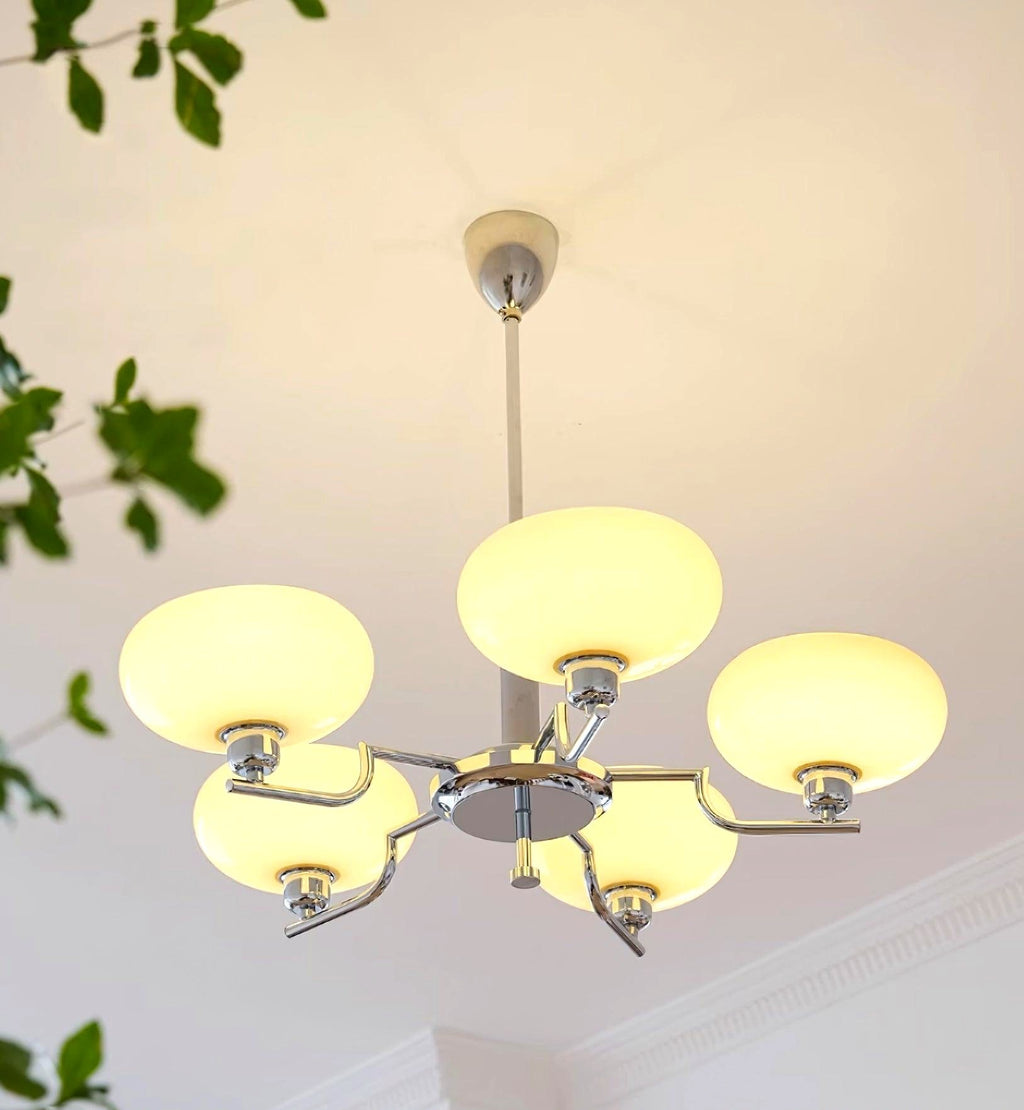Lustra Suspension en Verre Globe Cadre en Laiton