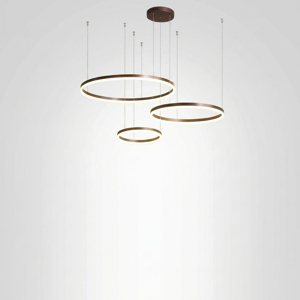 Suspension Anneau Moderne Métal Noir/Doré/Café Salon -