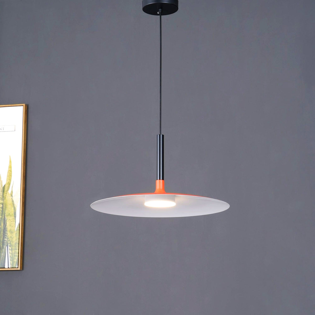 Lustra Suspension Lampe Disque Plat en Aluminium