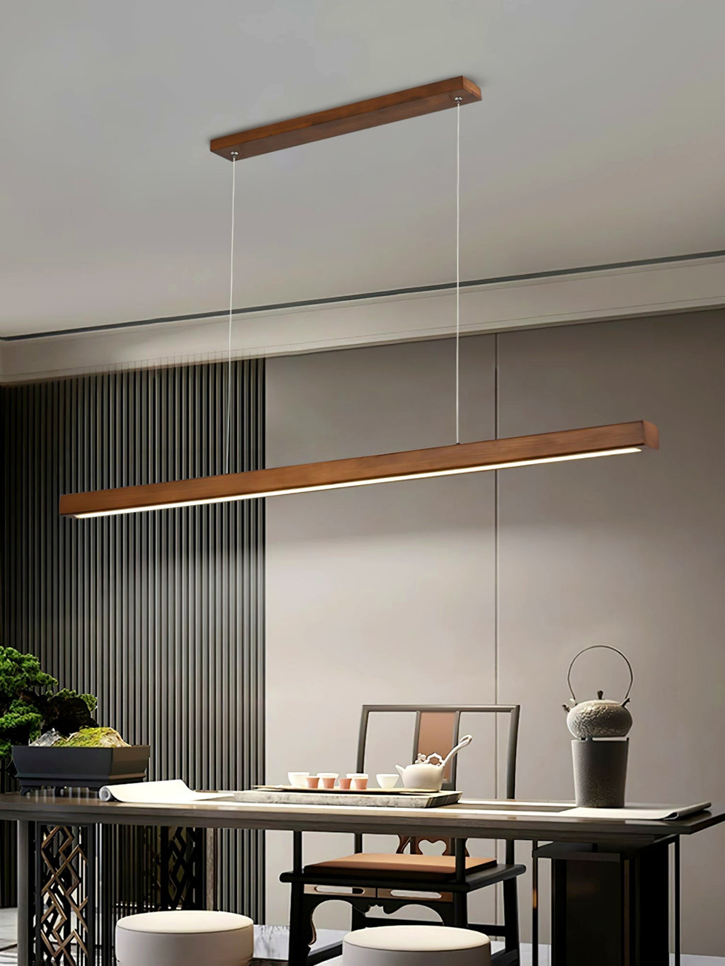 Elowen Suspension linéaire minimaliste en bois