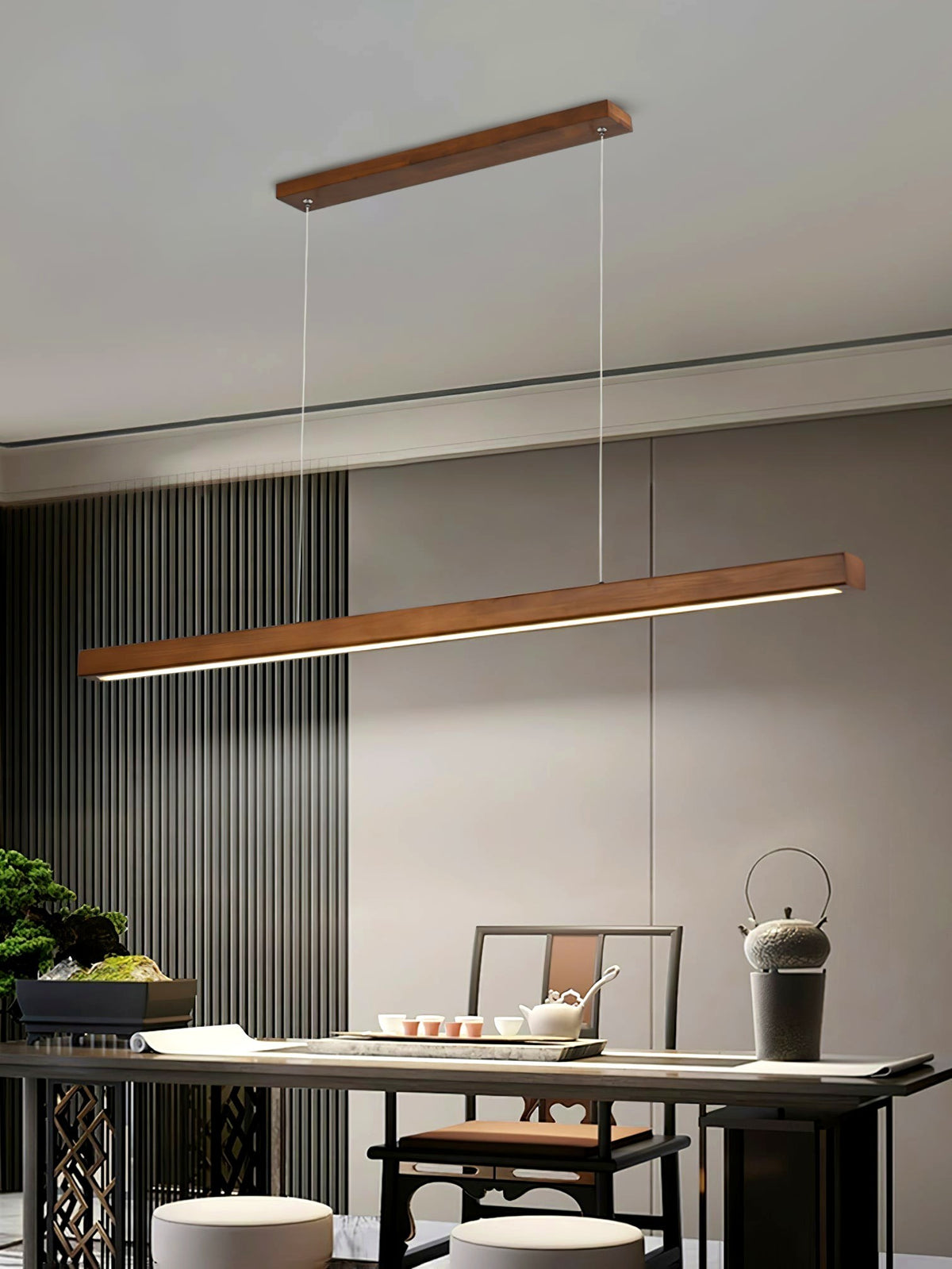 Elowen Suspension linéaire minimaliste en bois