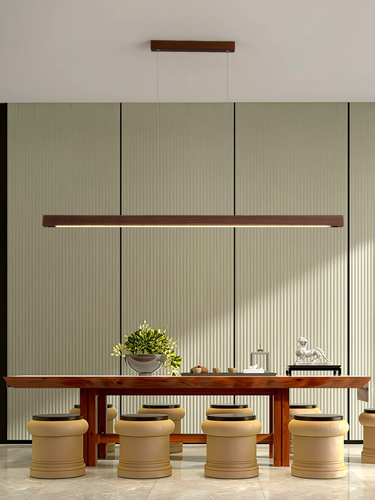 Elowen Suspension linéaire minimaliste en bois