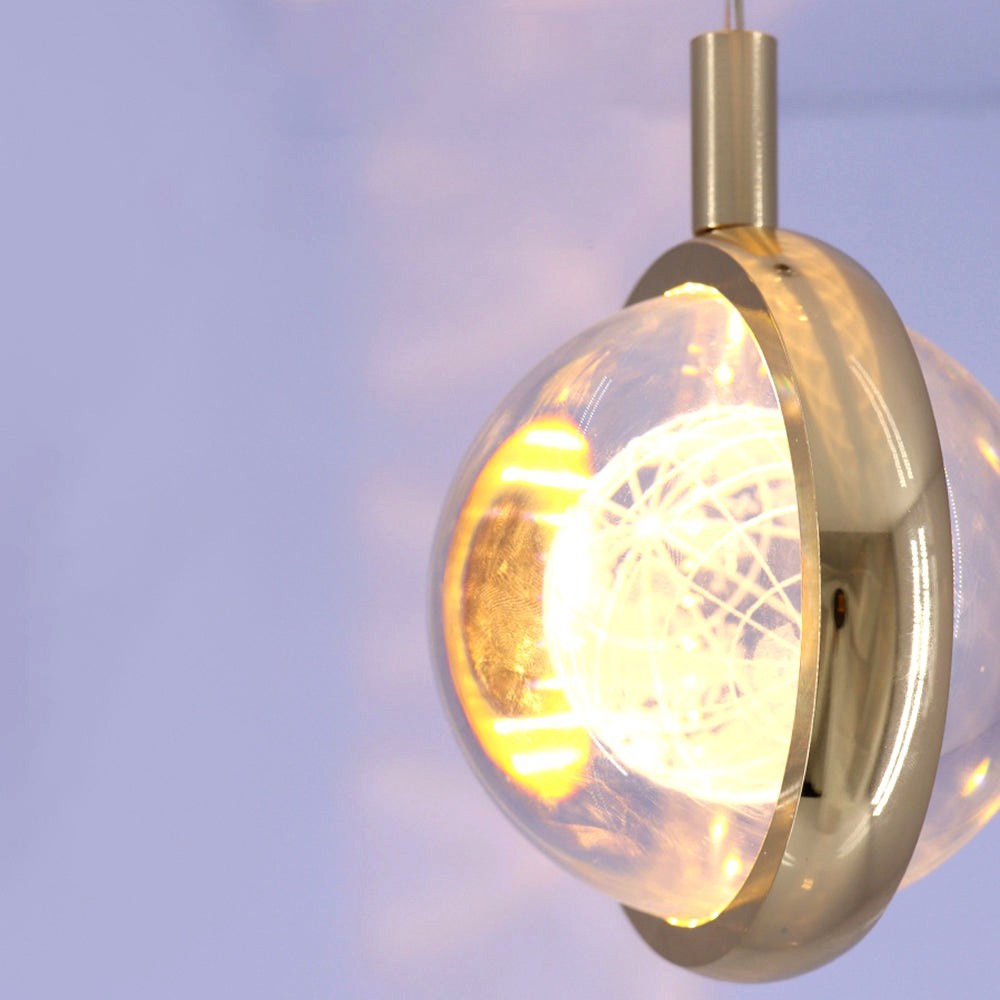 Arisha Luminaires Suspensions Ronde Moderne LED Métal/Cristal Doré Salon