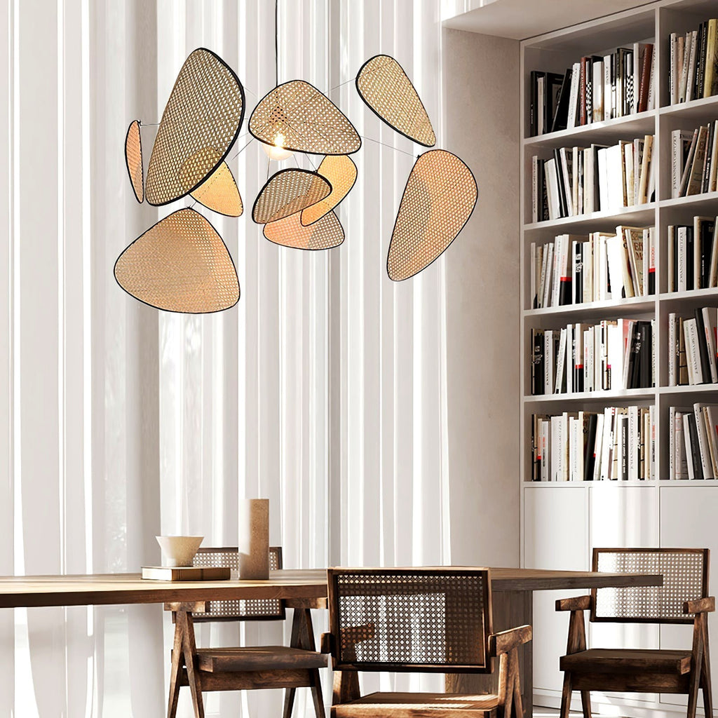 Lustra Lustre Écran Cannage Suspension Rétro