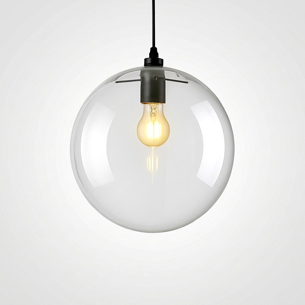 Suspension Boule Verre LED Rose Doré et Noire - mise en situation