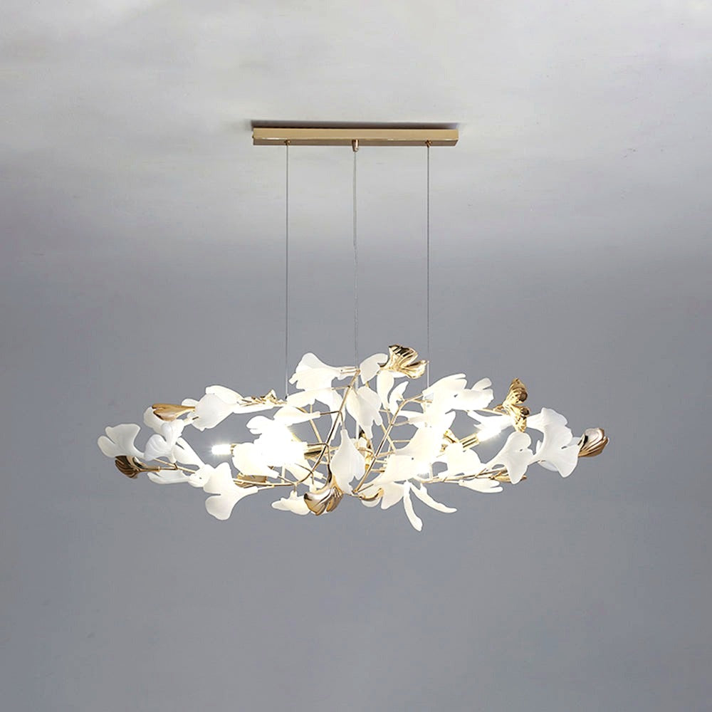 Suspension Feuille/Multi Moderne Métal/Céramique Doré/Blanc Salon -