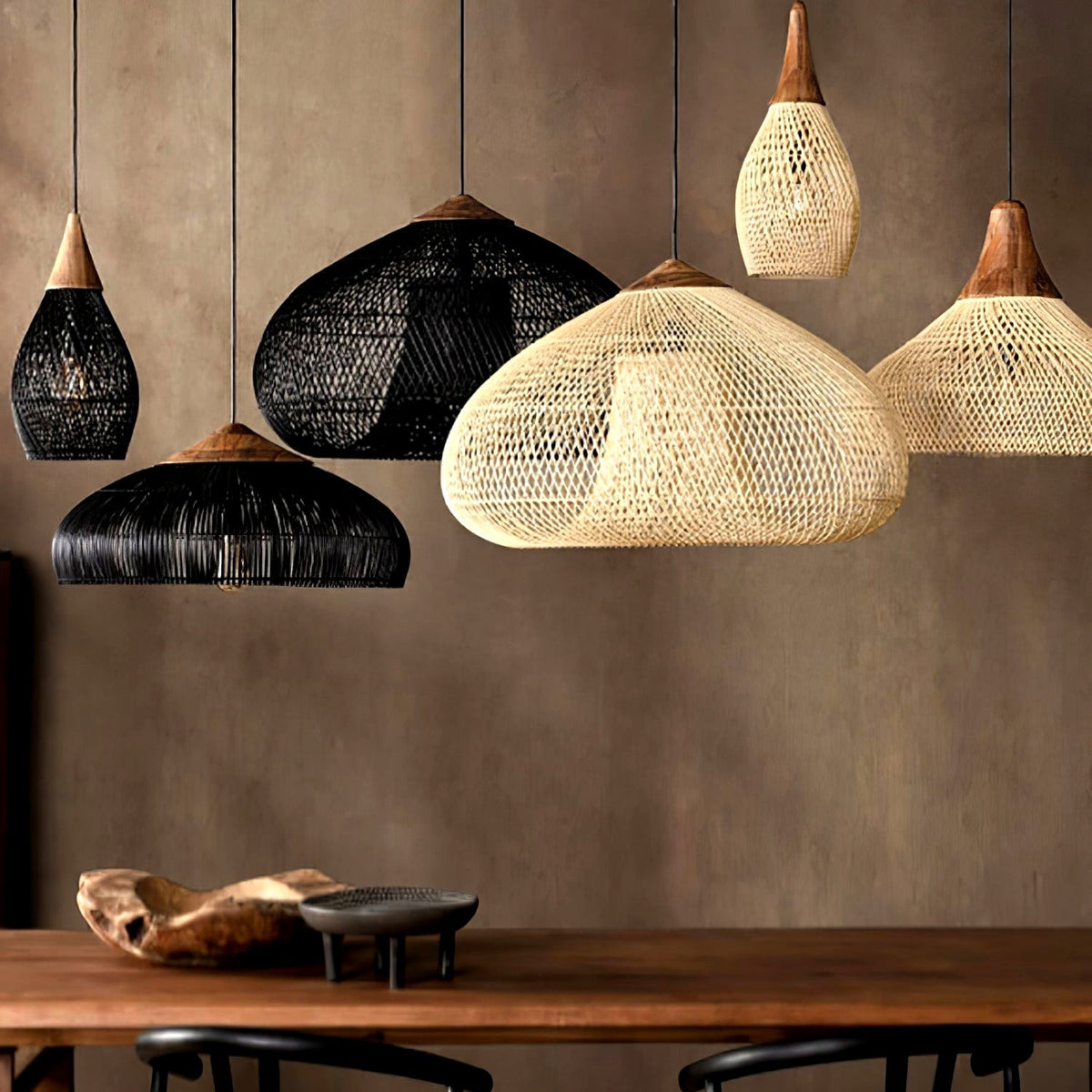 Evelyn Suspension en Rotin Tressé pour Salon