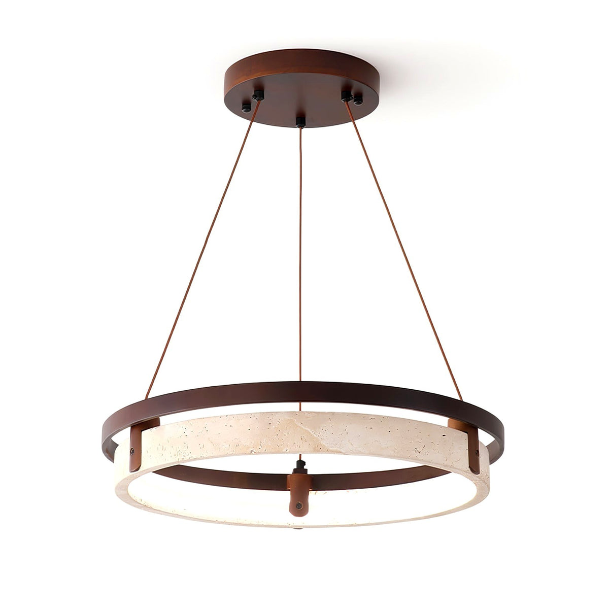 Suspension Moderne en Travertin Jaune et Bois